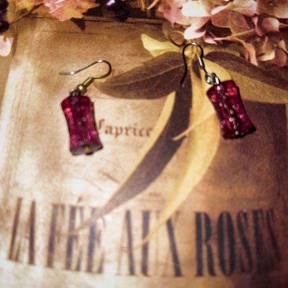 Glass beaded teardrop earrings 90’s style - Picture 6 of 7